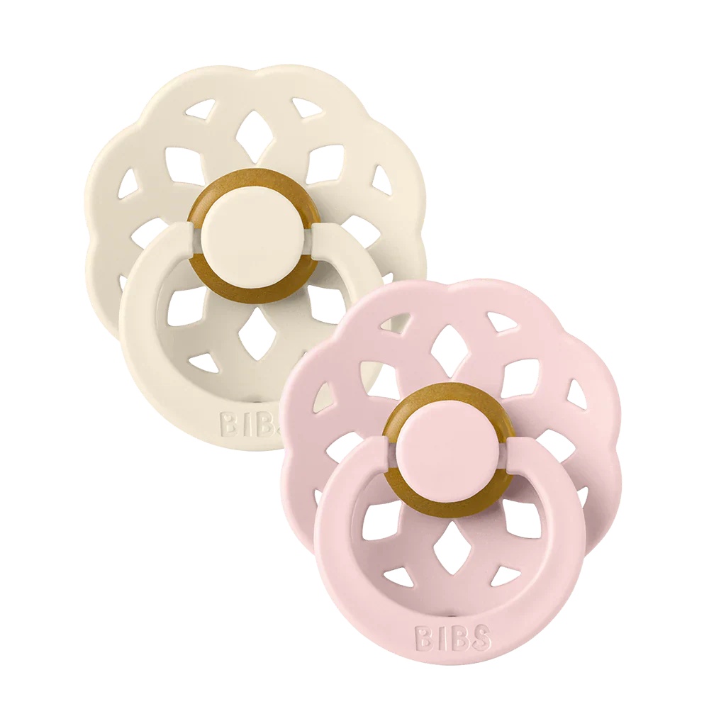 BIBS Boheme Latex Pacifiers Ivory & Blossom – 2 Pack | Size 1 2