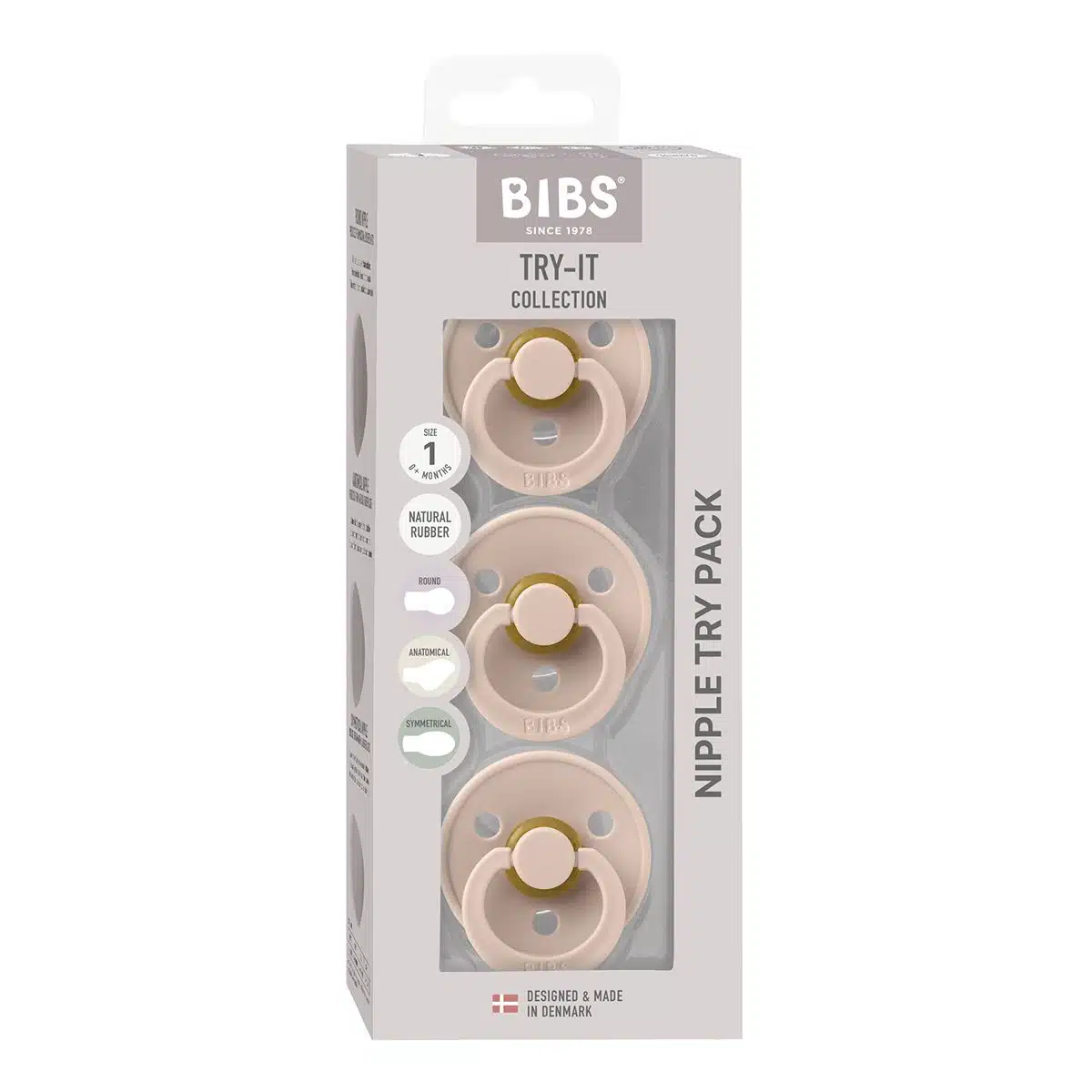 BIBS Colour Try It Pacifier Set - 3 Pack | Blush