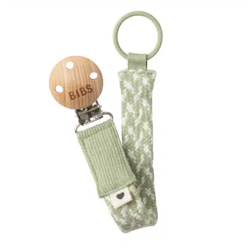 BIBS Braided Soother Clip – Sage/ Ivory