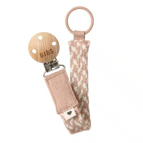BIBS Braided Soother Clip – Blush/ Ivory