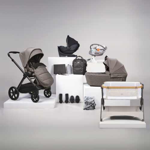 Bababing Raffi 16-Piece Travel & Home Bundle – Mink with Spin Car Seat & ISOFIX Base