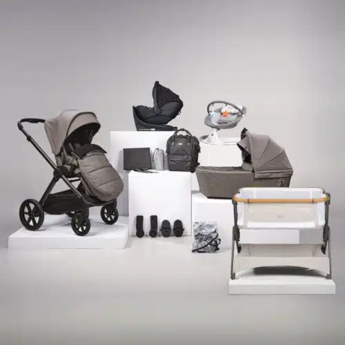 Bababing Raffi 16-Piece Travel & Home Bundle – Mink with Spin Car Seat & ISOFIX Base