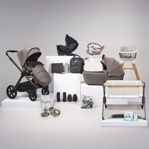 Bababing 18 Piece Raffi Complete Baby Bundle with Spin Car Seat & ISOFIX Base – Mink