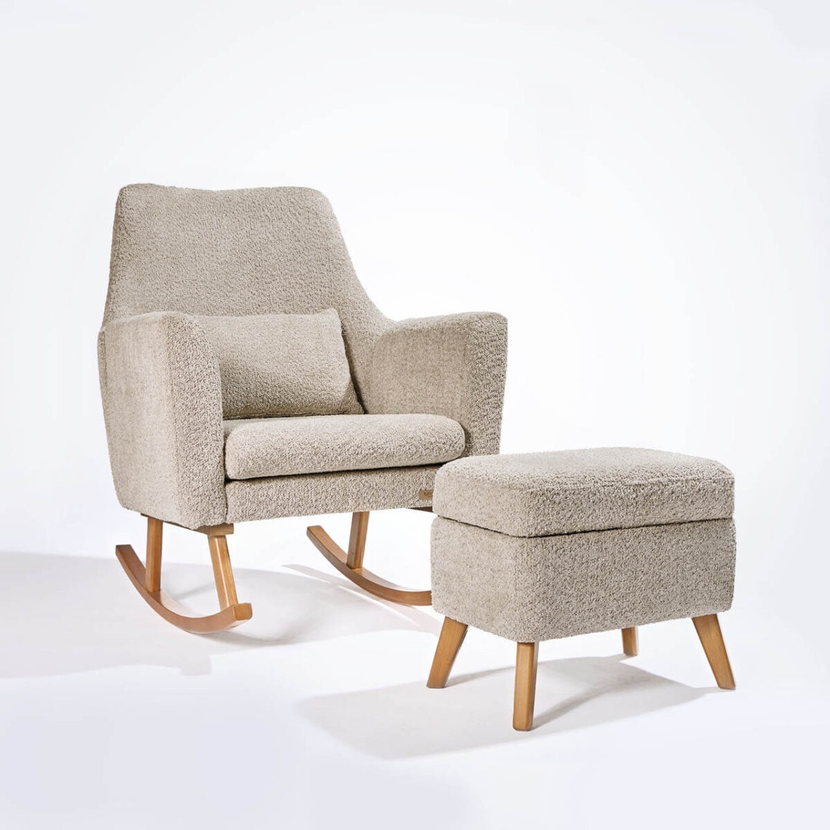 Tutti Bambini Oscar Luxe Rocking Chair & Footstool - Teddy Mushroom