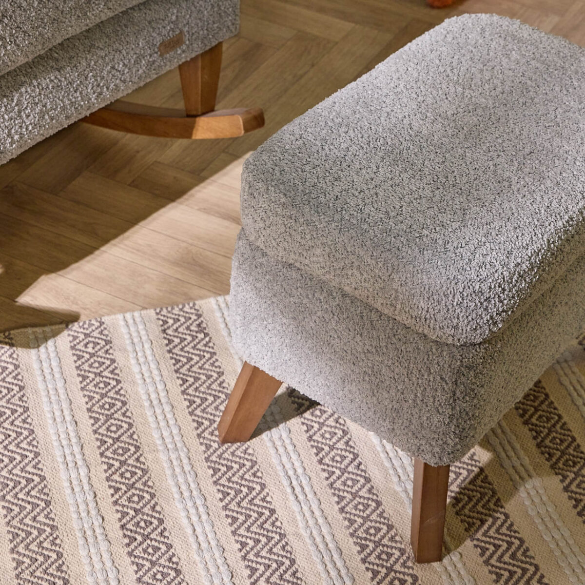 Tutti Bambini Wingback Harper Rocking Chair & Footstool – Teddy Cloud Grey 5