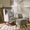 Tutti Bambini Wingback Harper Rocking Chair & Footstool – Teddy Cloud Grey 3