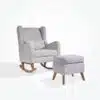 Tutti Bambini Wingback Harper Rocking Chair & Footstool – Teddy Cloud Grey
