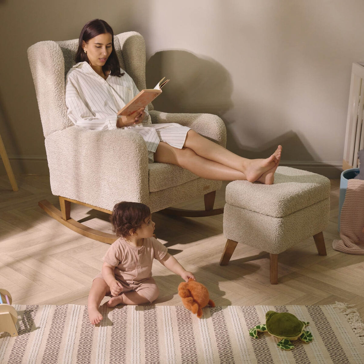 Tutti Bambini Harper Rocking Chair & Footstool – Mushroom8