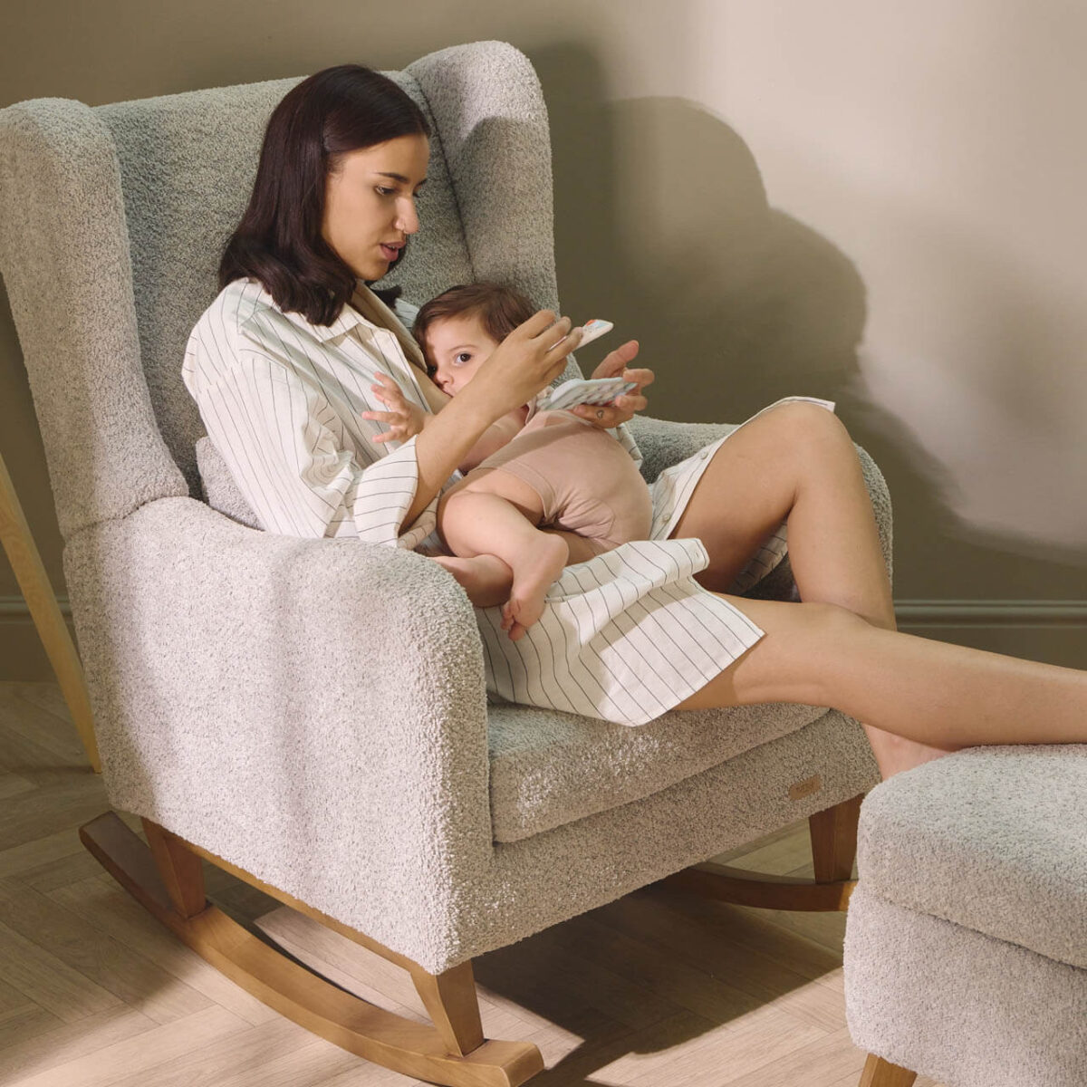 Tutti Bambini Harper Rocking Chair & Footstool – Mushroom7