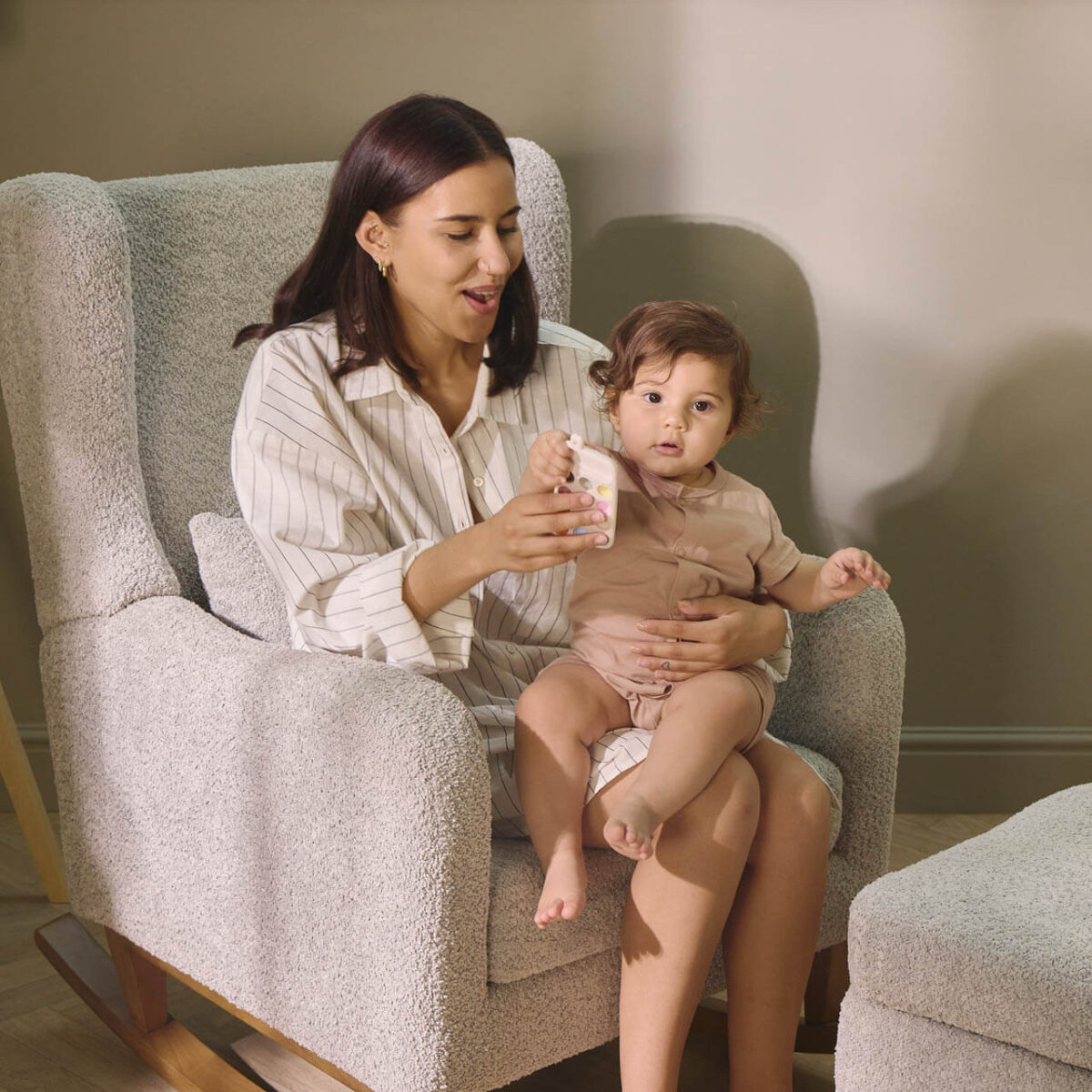 Tutti Bambini Harper Rocking Chair & Footstool – Mushroom 6