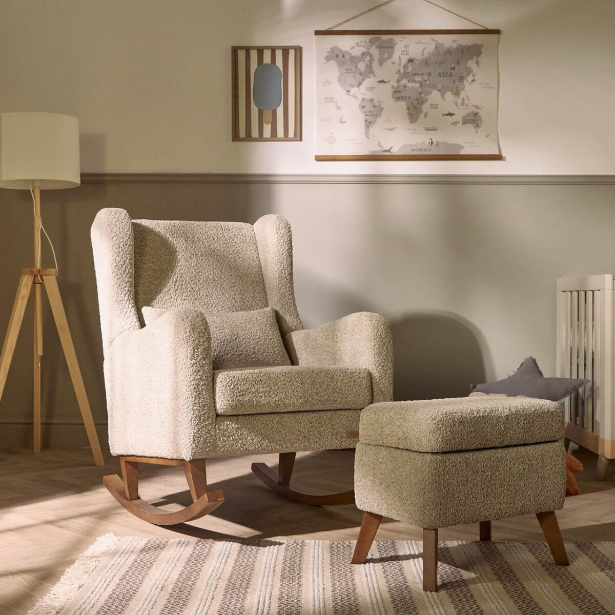 Tutti Bambini Harper Rocking Chair & Footstool – Mushroom 2