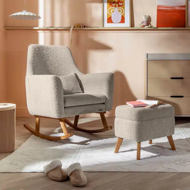 Tutti Bambini Oscar Luxe Rocking Chair & Footstool - Teddy Mushroom 3