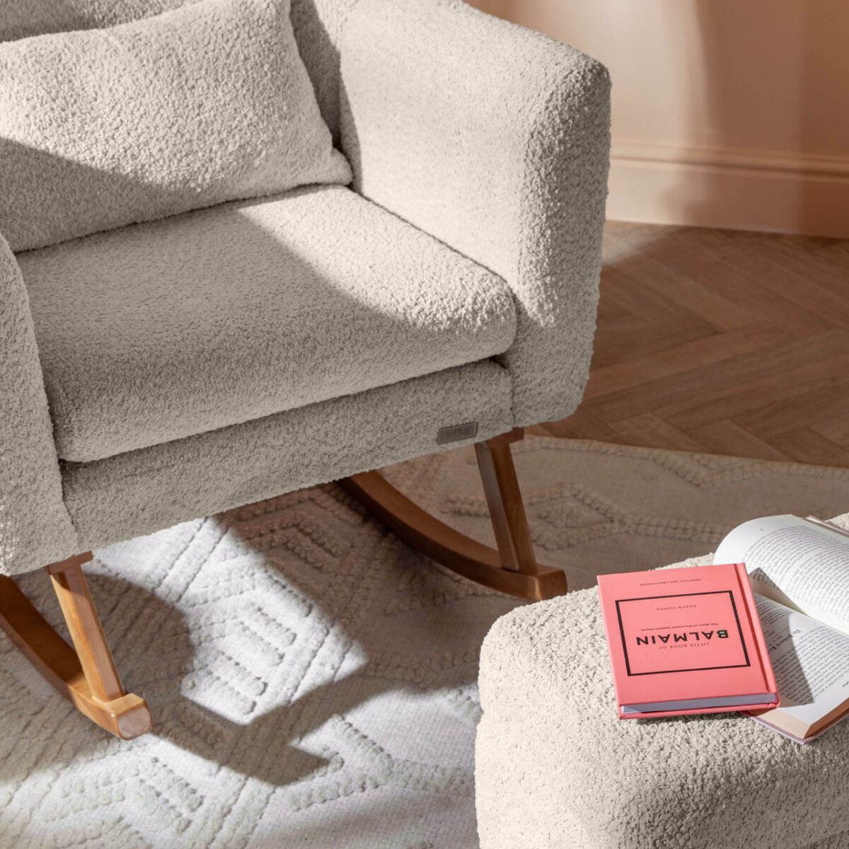 Tutti Bambini Oscar Luxe Rocking Chair & Footstool - Teddy Sage 19