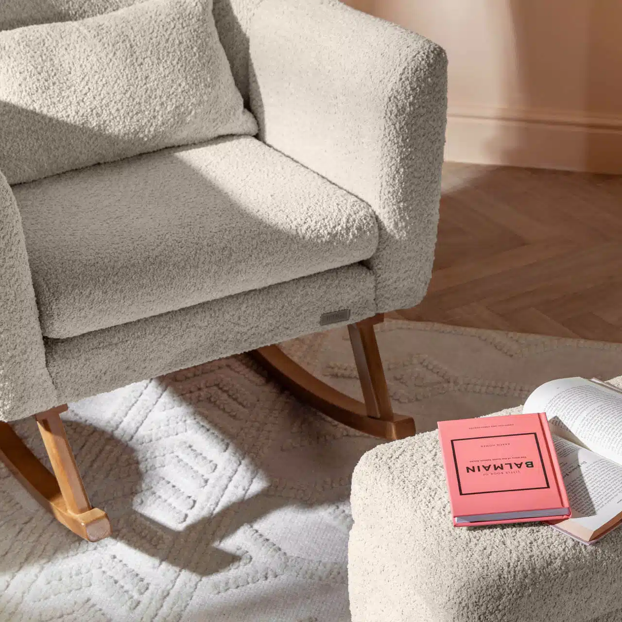 Tutti Bambini Oscar Luxe Rocking Chair & Footstool - Teddy Sage 19