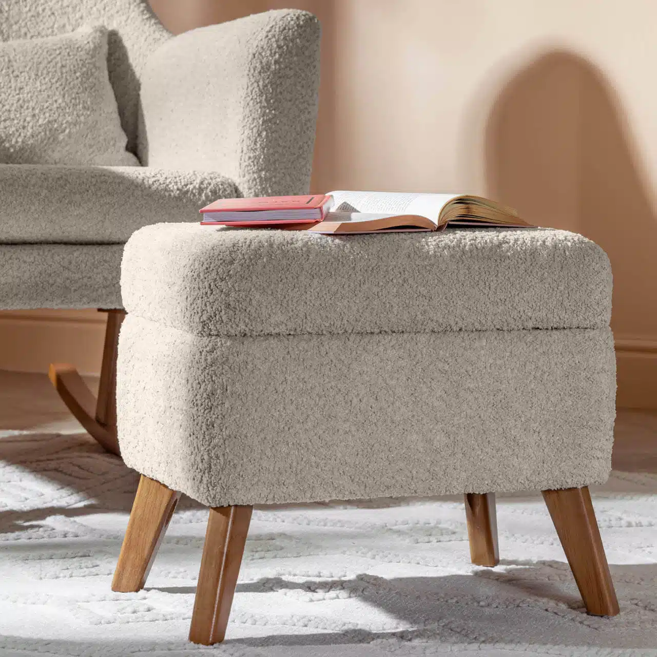 Tutti Bambini Oscar Luxe Rocking Chair & Footstool - Teddy Sage 11