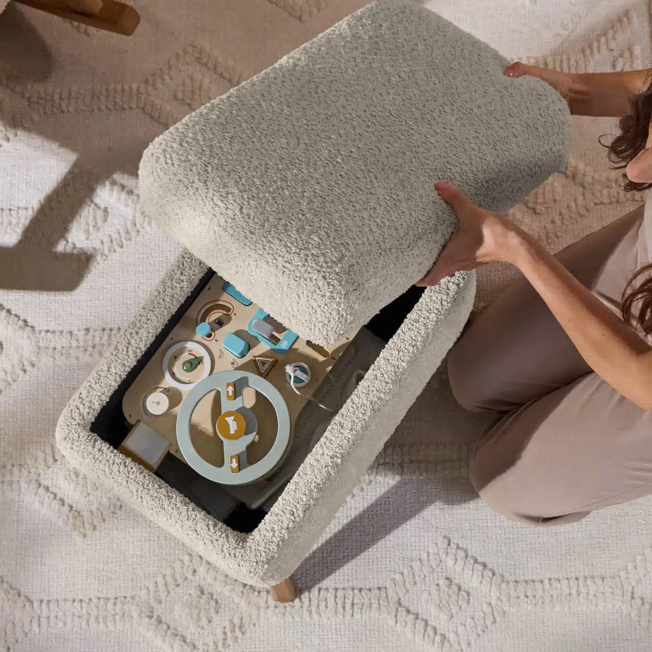 Tutti Bambini Oscar Luxe Rocking Chair & Footstool - Teddy Sage 7