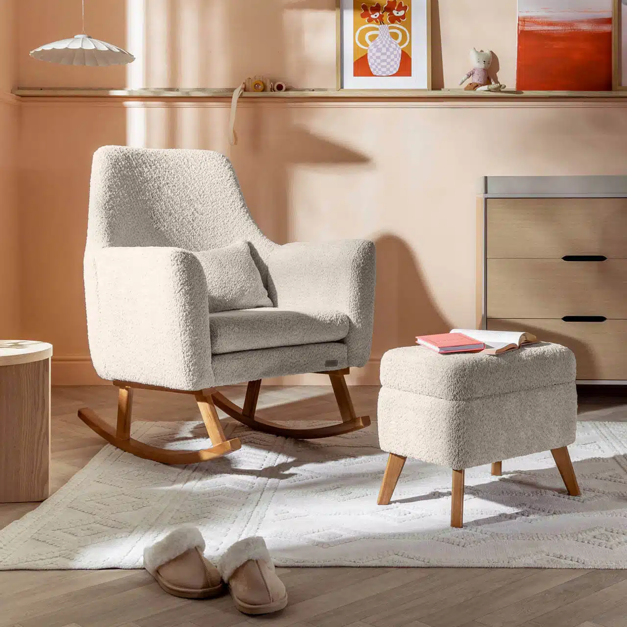Tutti Bambini Oscar Luxe Rocking Chair & Footstool - Teddy Sage 6