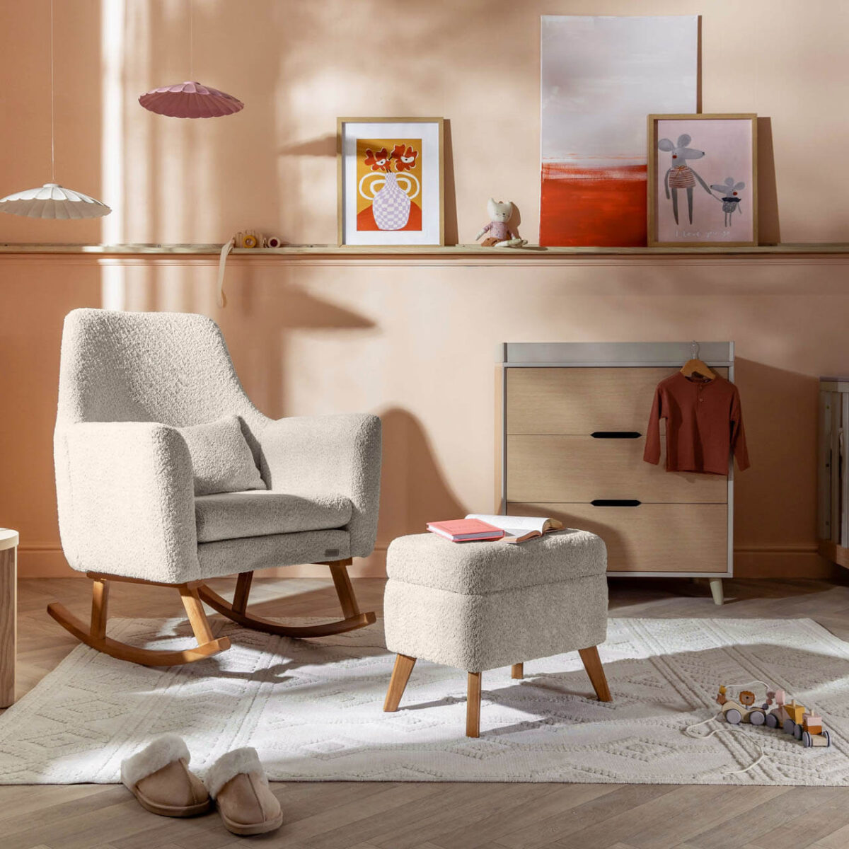 Tutti Bambini Oscar Luxe Rocking Chair & Footstool - Teddy Sage 21