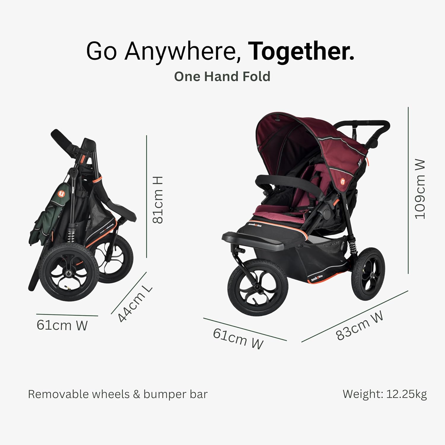 Out’n’About Single Nipper V6 Pushchair | Brambleberry Red - Image 17