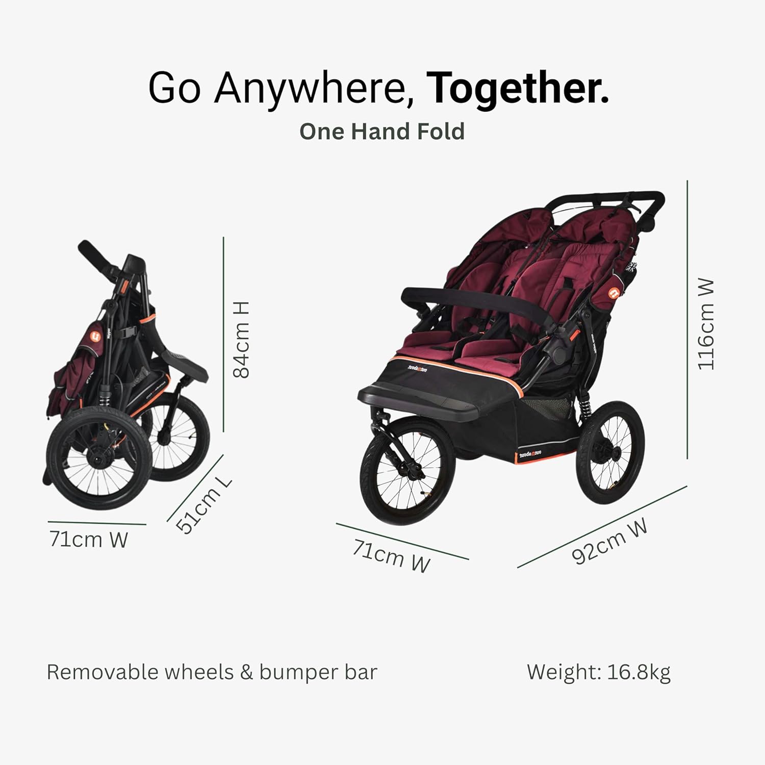 Out’n’About Nipper Double V6 Plus | Brambleberry Red - Image 14