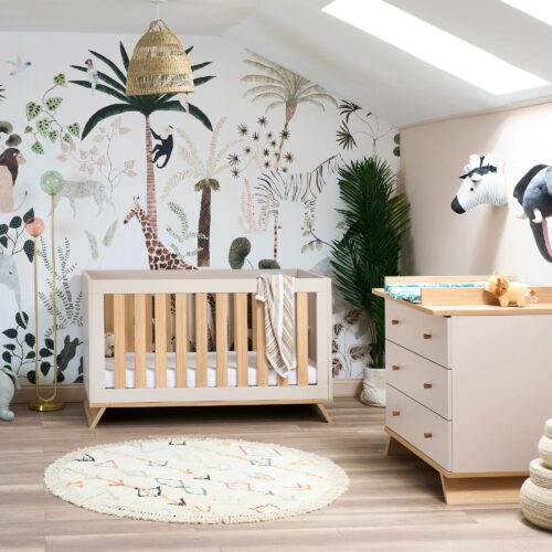 Obaby Thea 2 Piece Nursery Furniture Set including Cot Bed and Changing Unit - Latte