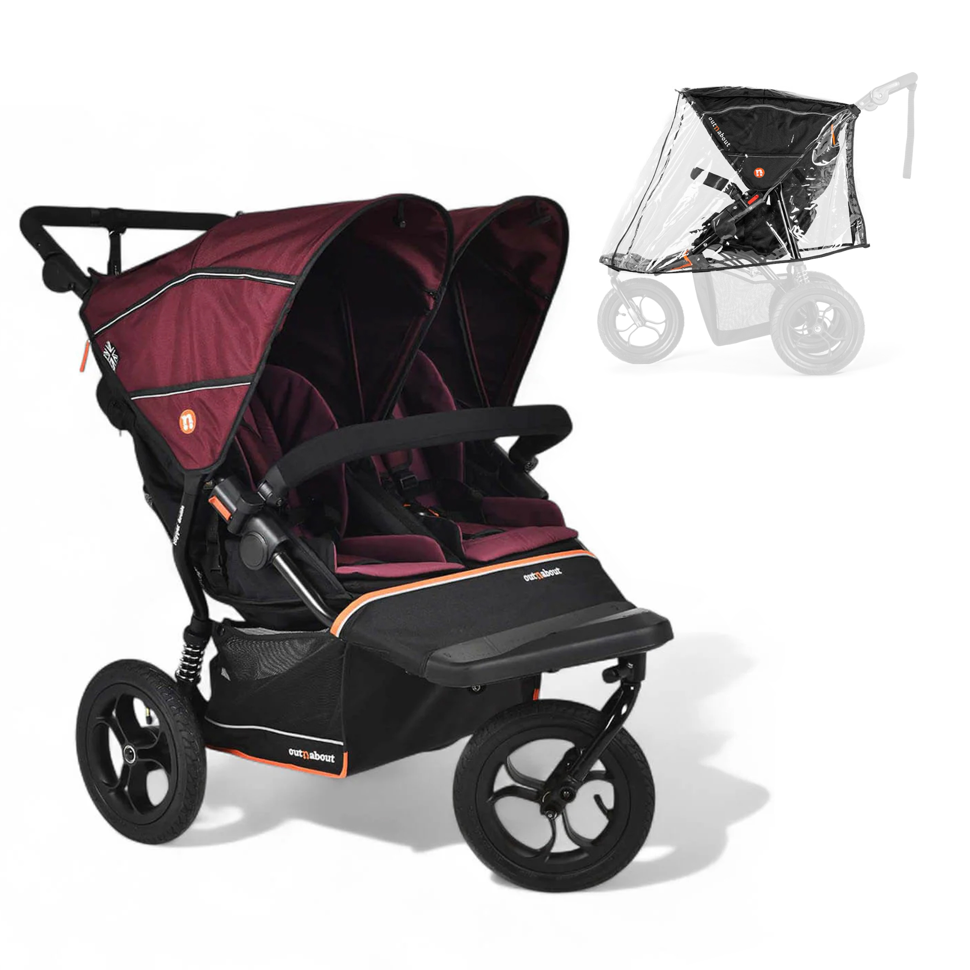 Out’n’About Nipper Double V6 Pushchair | Brambleberry Red