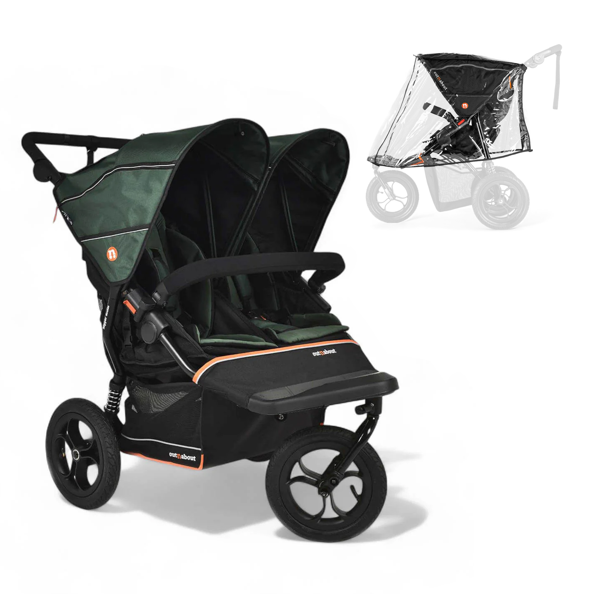 Out’n’About Nipper Double V6 Pushchair | Sycamore Green