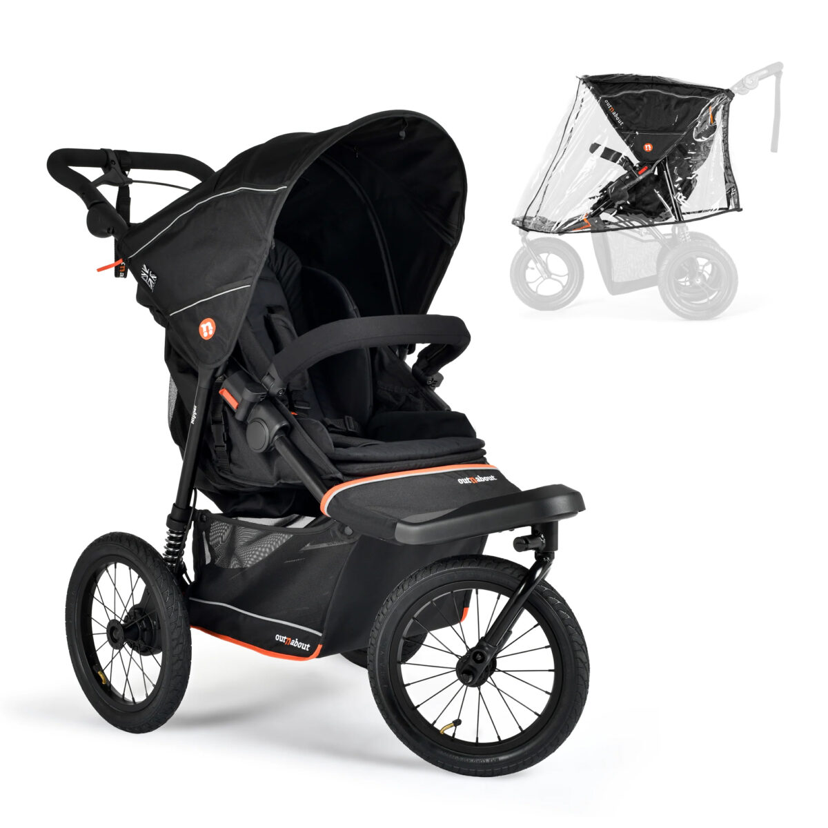 Out'n'About Nipper Single V6 Plus Pushchair Summit Black - Main Image