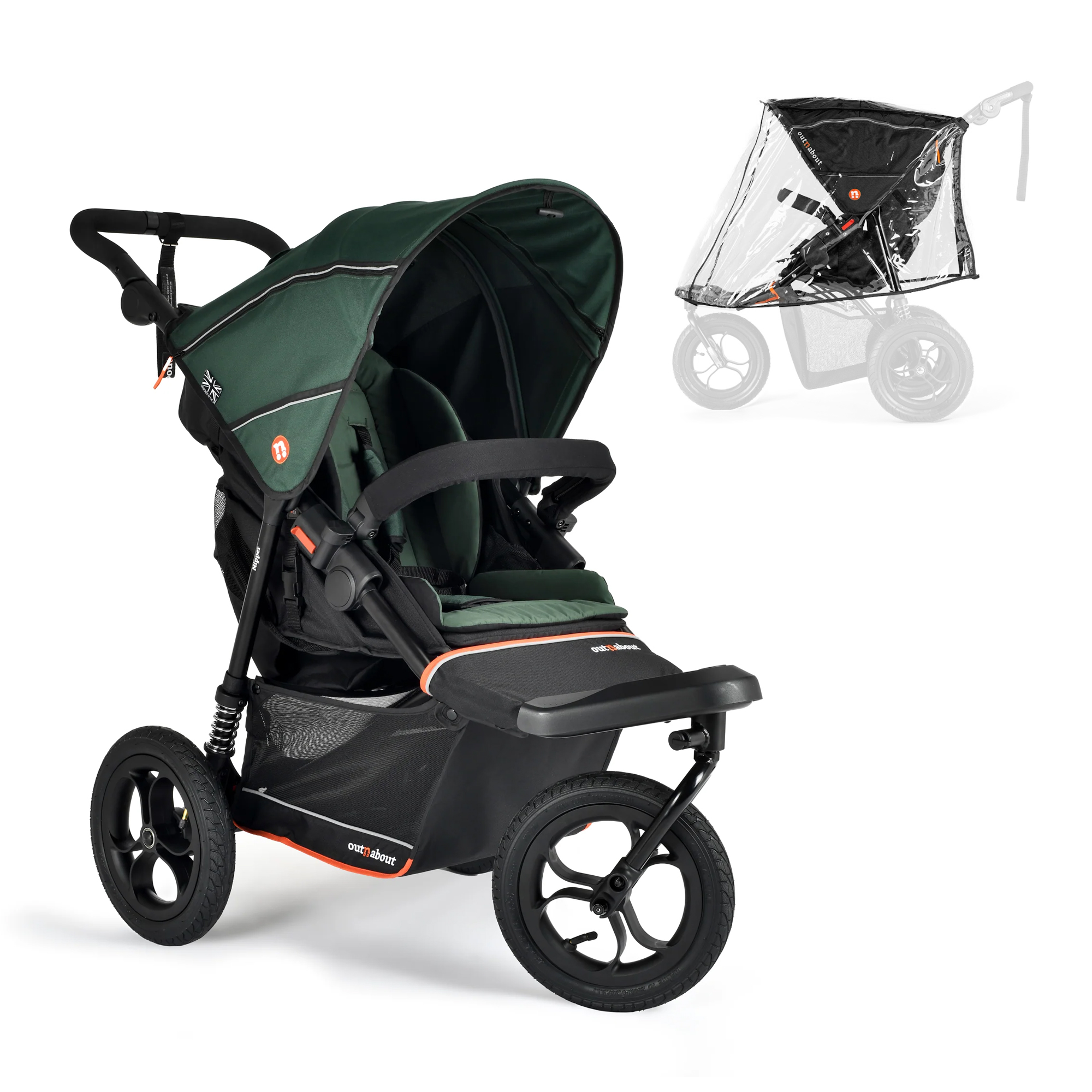 Out’n’About Single Nipper V6 Pushchair | Sycamore Green
