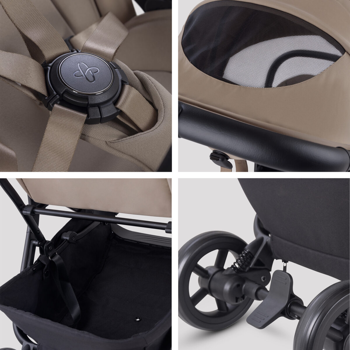Silver Cross Nia Stroller with Carrycot - Champagne - Image 4