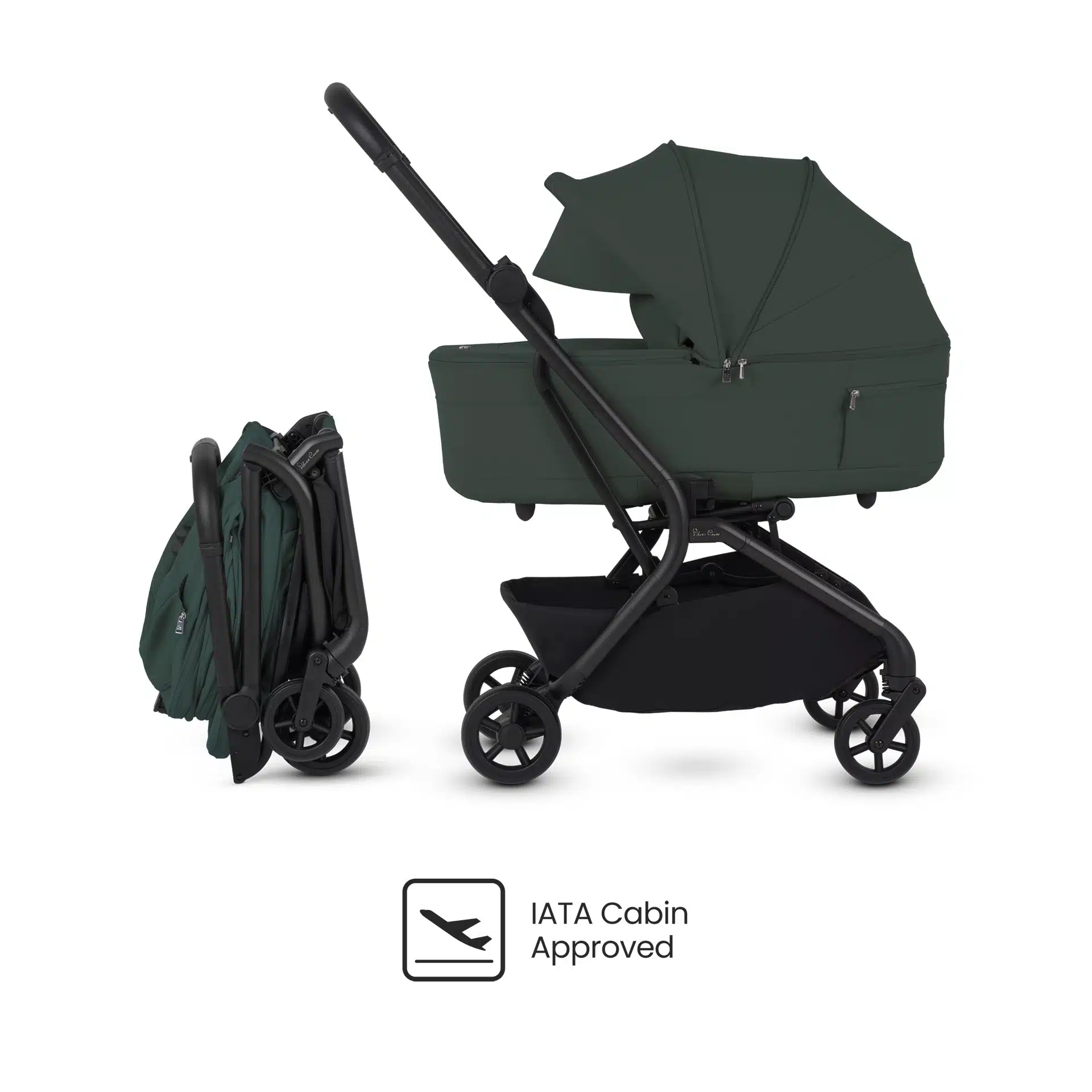 Silver Cross Nia Stroller with Carrycot - Conifer - Image 2