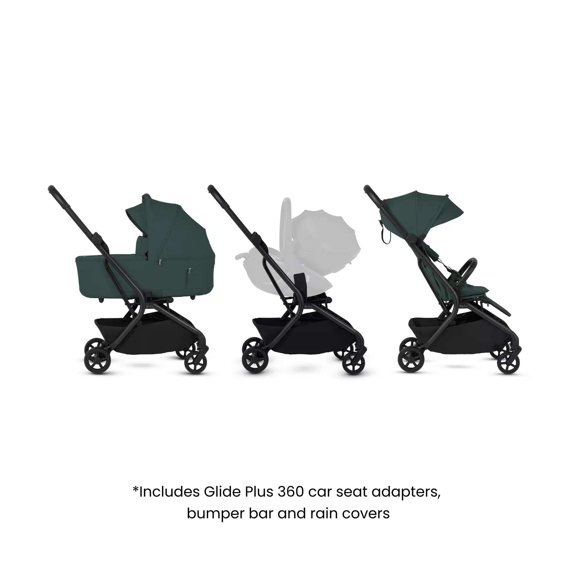 Silver Cross Nia Stroller with Carrycot - Conifer - Image 6