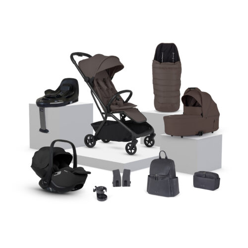 Silver Cross Nia Travel System with Glide Plus, Base 360 and Accessory Pack - Chocolate