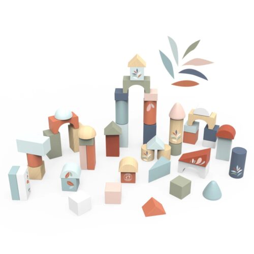 Speedy Monkey Wooden Building Blocks (50pcs) with Shape Sorter