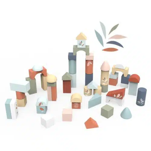 Speedy Monkey Wooden Building Blocks (50pcs) with Shape Sorter