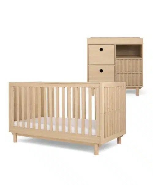 Mamas and Papas Oska 2 Piece Nursery Furniture Set with Cotbed and Changing Unit - Natural Oak