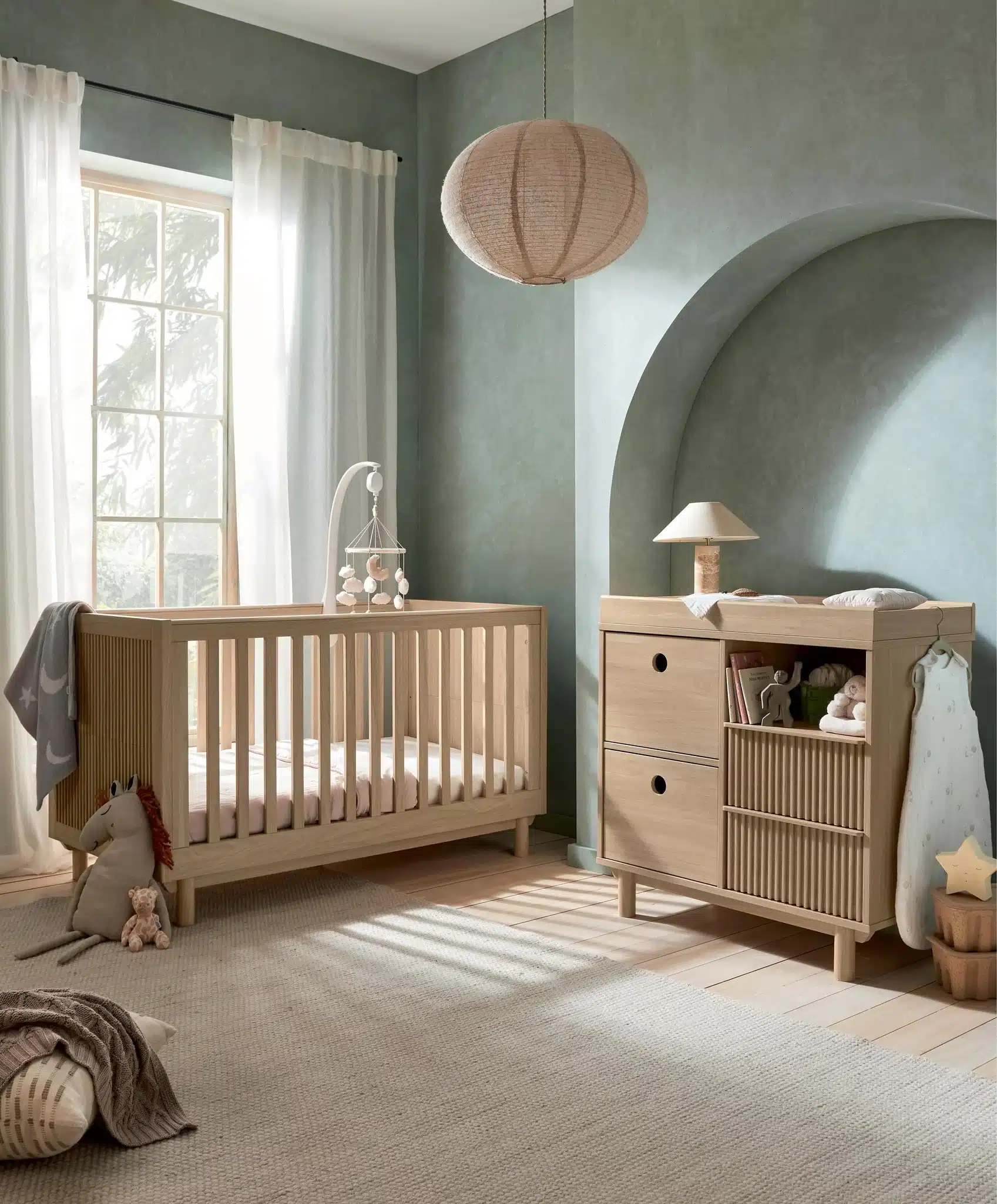 Mamas and Papas Oska 2 Piece Nursery Furniture Set with Cotbed and Changing Unit - Natural Oak - Image 2