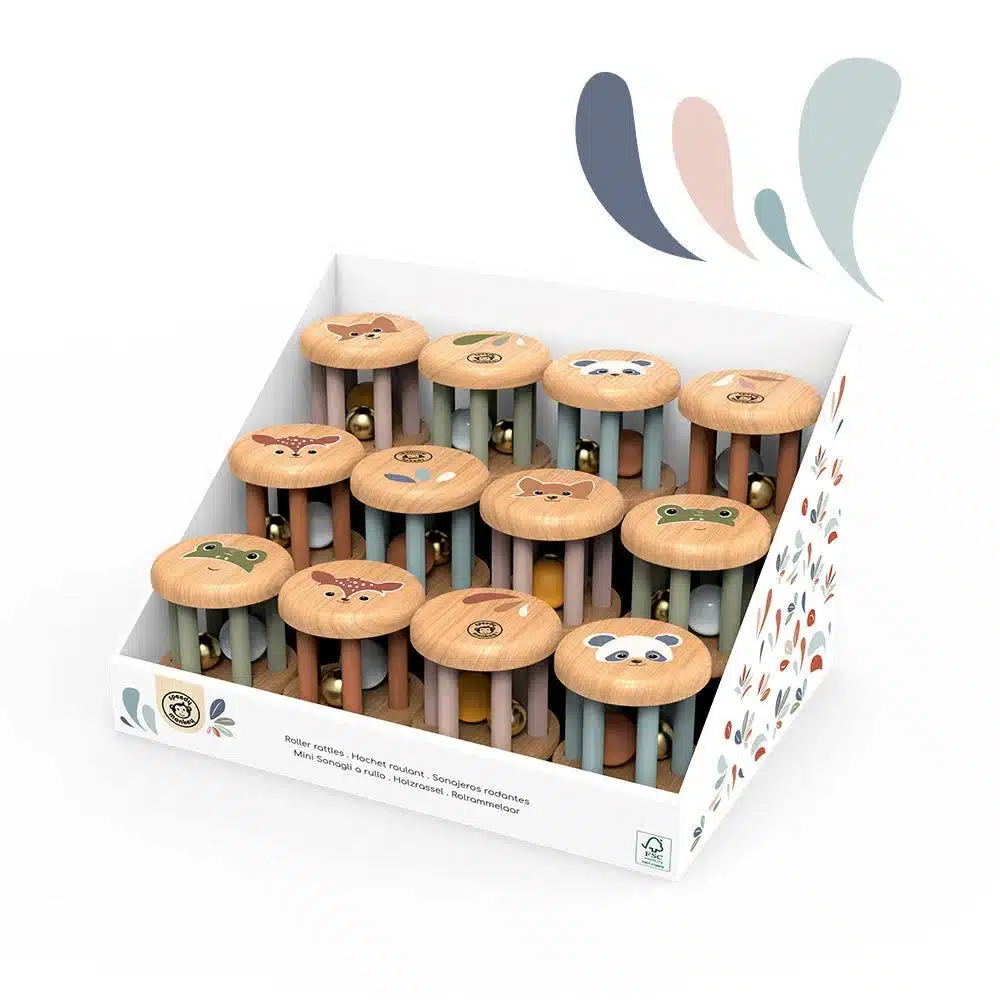 Speedy Monkey Wooden Roller Rattles