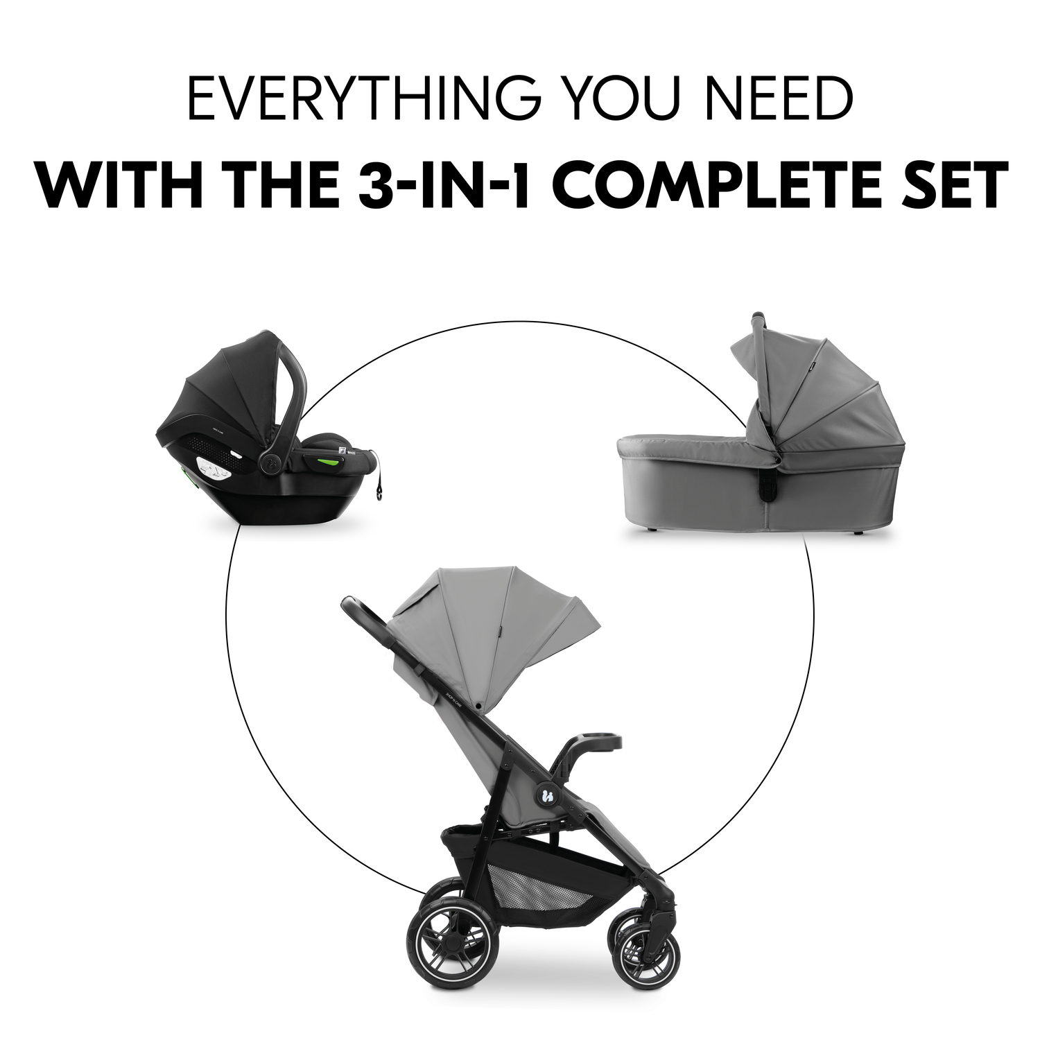 Hauck Shop N Care Trio Set - Grey - Image 2