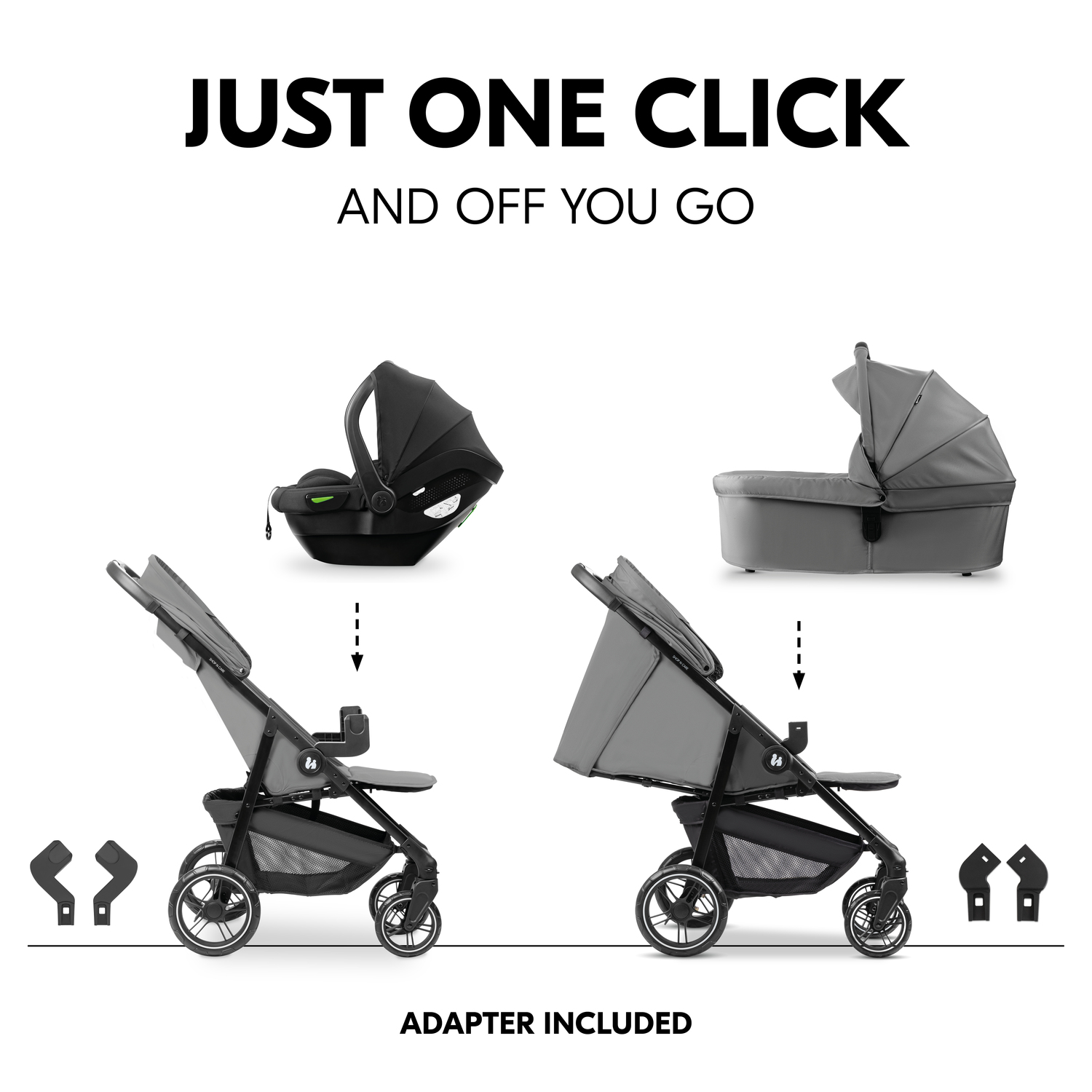 Hauck Shop N Care Trio Set - Grey - Image 12