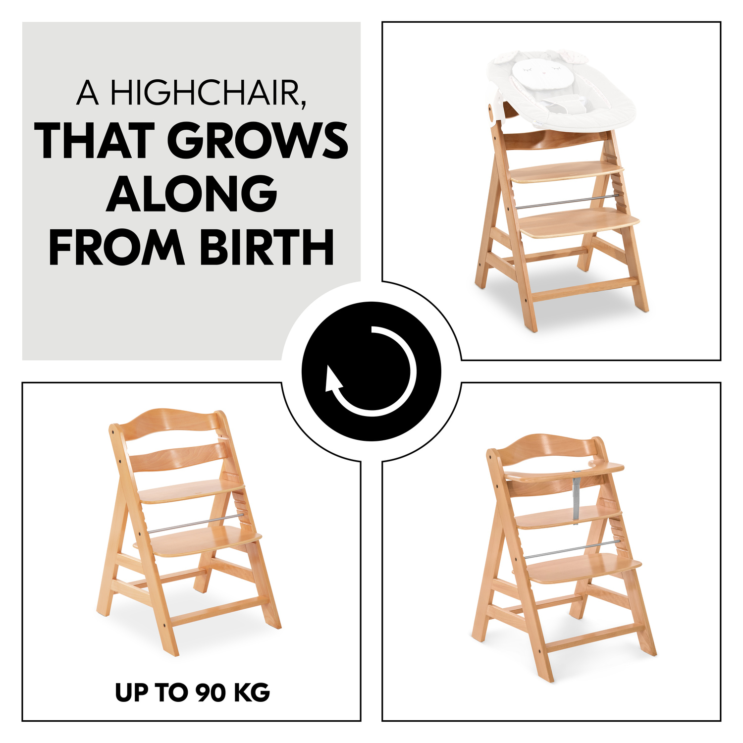 Hauck Alpha+ Wooden Highchair – Natural