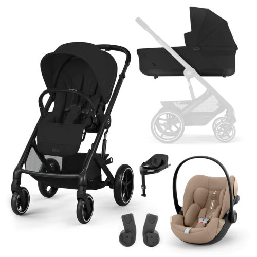 Cybex Balios S Lux Travel System with Cloud G Car Seat and ISOFIX base - Moon Black & Almond Beige