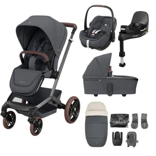 Maxi-Cosi Fame Premium Travel System with Pebble 360 Pro 2 Car Seat and ISOFIX Base – Graphite
