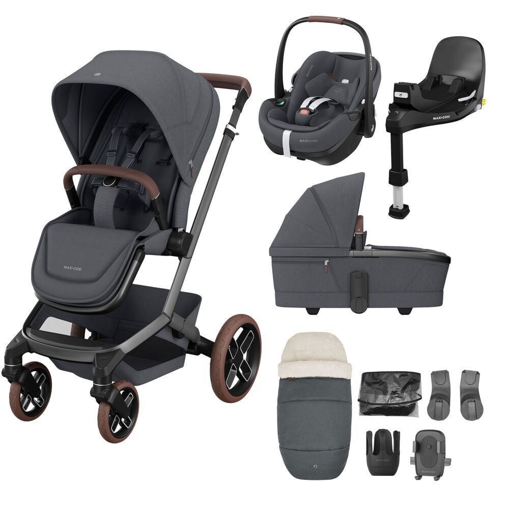 Maxi-Cosi Fame Premium Travel System with Pebble 360 Pro 2 Car Seat and ISOFIX Base – Graphite