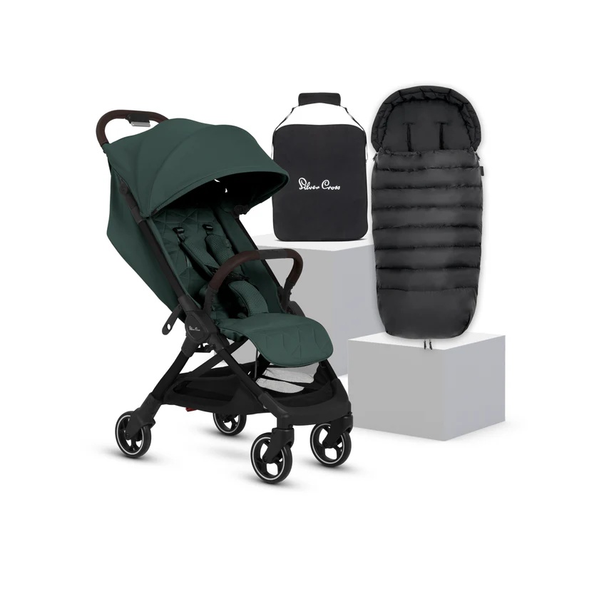 Silver Cross Clic 2 Stroller with Silver Cross Universal Footmuff | Connifer