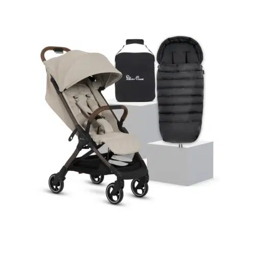 Silver Cross Clic 2 Stroller with Silver Cross Universal Footmuff | Latte
