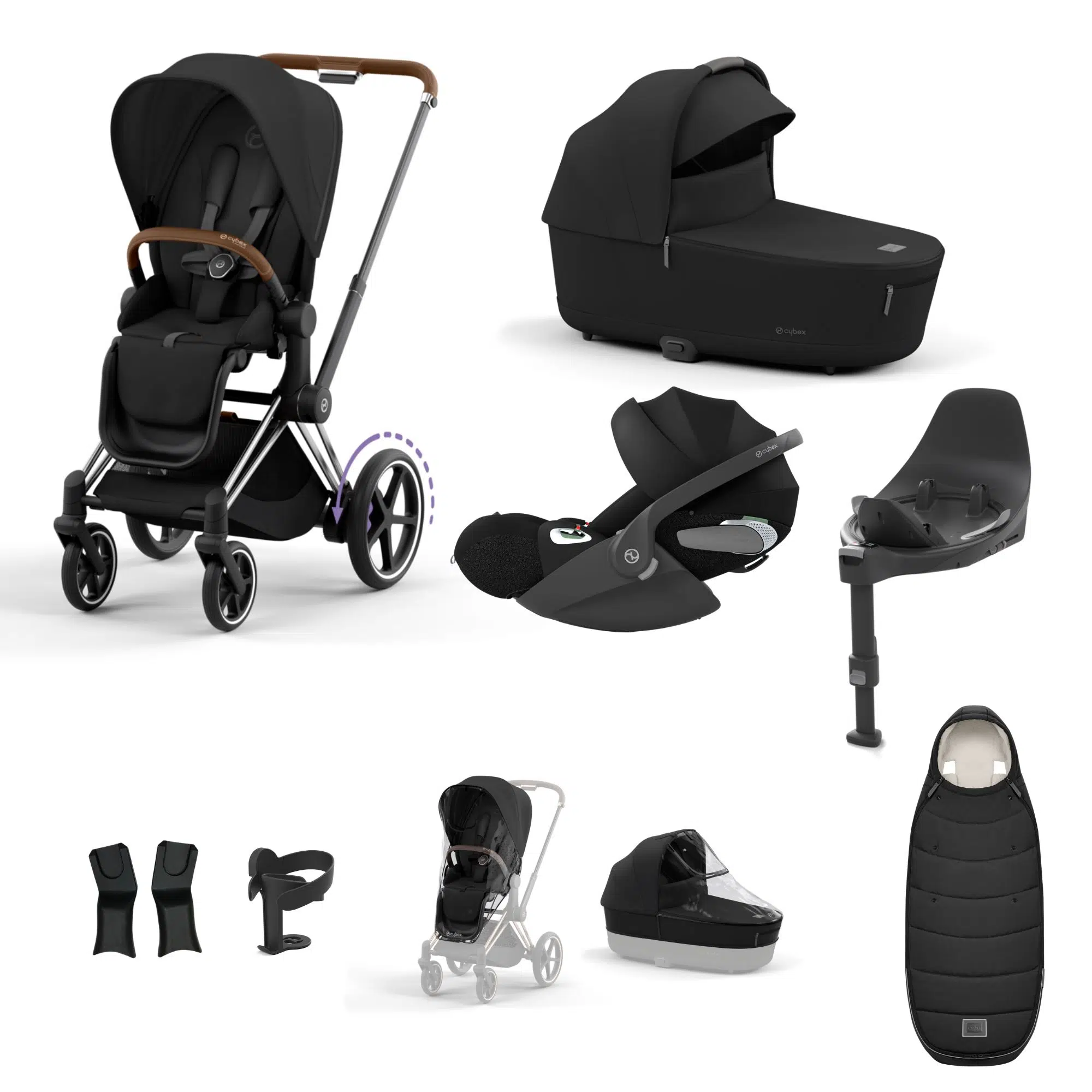 Cybex ePriam Bundle with Cloud T, ISOFIX Base & Accessories - Sepia Black - Image 3