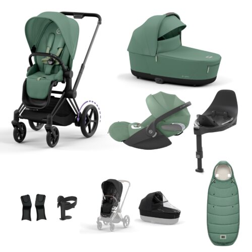Cybex ePriam Bundle with Cloud T, ISOFIX Base & Accessories - Leaf Green