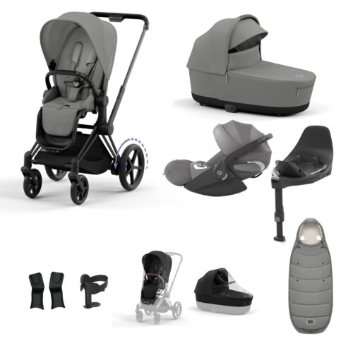 Cybex ePriam Bundle with Cloud T, ISOFIX Base & Accessories - Mirage Grey