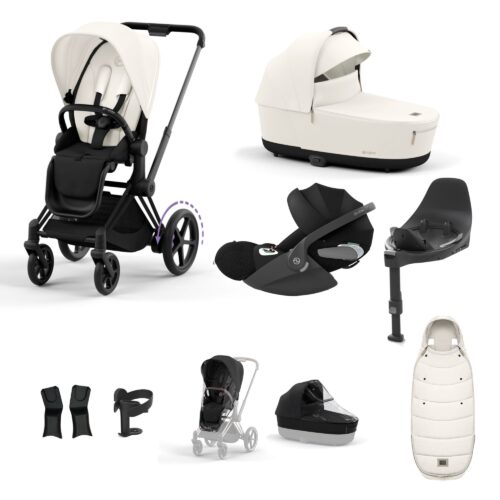 Cybex ePriam Bundle with Cloud T, ISOFIX Base & Accessories - Off White